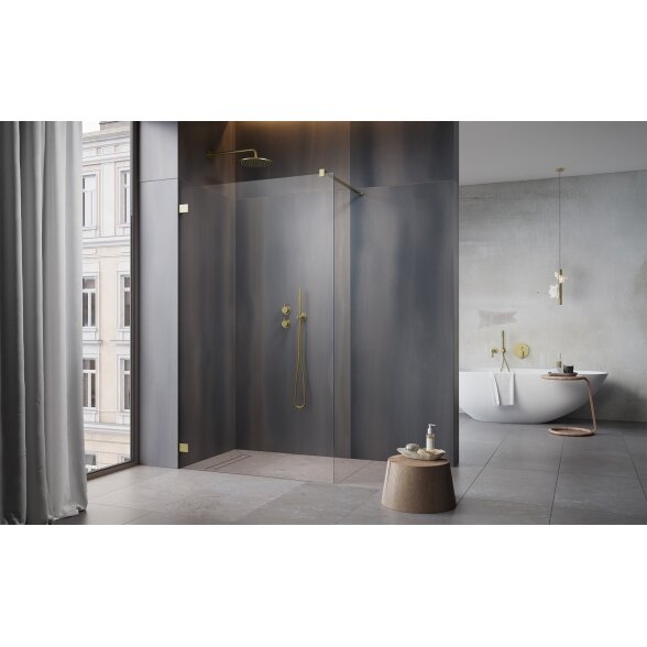 Radaway Essenza Pro Walk-in stabili dušo sienelė, šlifuotas auksas 1 Radaway Essenza Pro Walk-in stabili dušo sienelė, šlifuotas auksas 1
