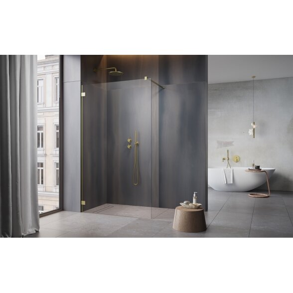 Radaway Essenza Pro Walk-in stabili dušo sienelė, šlifuotas auksas 2