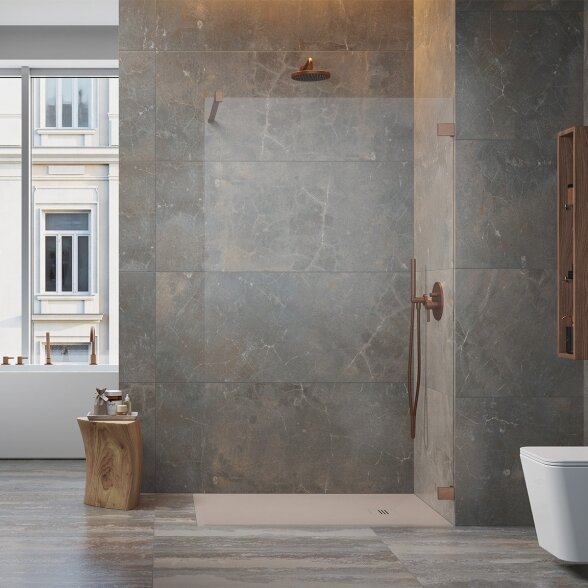Radaway Essenza Pro Walk-in stabili dušo sienelė, šlifuotas varis