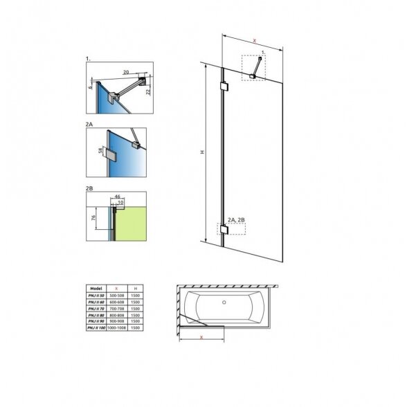 Radaway Essenza Pro White PNJ II vonios sienelė 5 Radaway Essenza Pro White PNJ II vonios sienelė 5