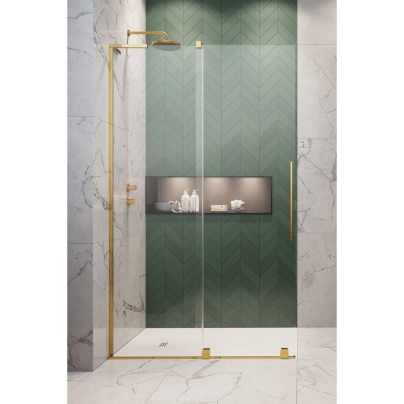 Radaway Furo SL Walk-in stabili dušo sienelė su stumdomomis durimis, blizgus auksas 3