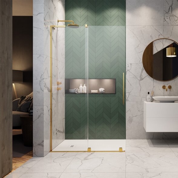 Radaway Furo SL Walk-in stabili dušo sienelė su stumdomomis durimis, blizgus auksas Radaway Furo SL Walk-in stabili dušo sienelė su stumdomomis durimis, blizgus auksas