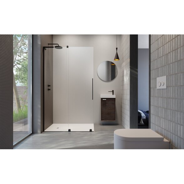 Radaway Furo SL Walk-in stabili dušo sienelė su stumdomomis durimis, juoda matinė 2 Radaway Furo SL Walk-in stabili dušo sienelė su stumdomomis durimis, juoda matinė 2