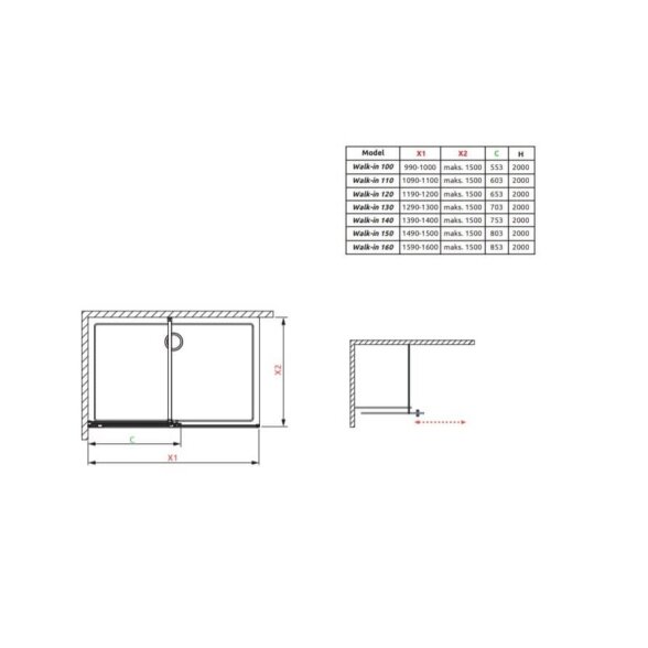 Radaway Furo Walk-in stabili dušo sienelė su stumdomomis durimis, chromas 11 Radaway Furo Walk-in stabili dušo sienelė su stumdomomis durimis, chromas 11