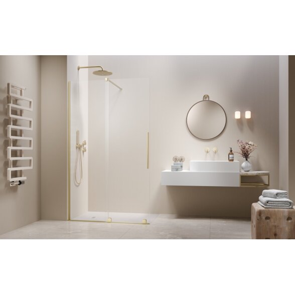 Radaway Furo Walk-in stabili dušo sienelė su stumdomomis durimis, šviesus šlifuotas auksas 2 Radaway Furo Walk-in stabili dušo sienelė su stumdomomis durimis, šviesus šlifuotas auksas 2