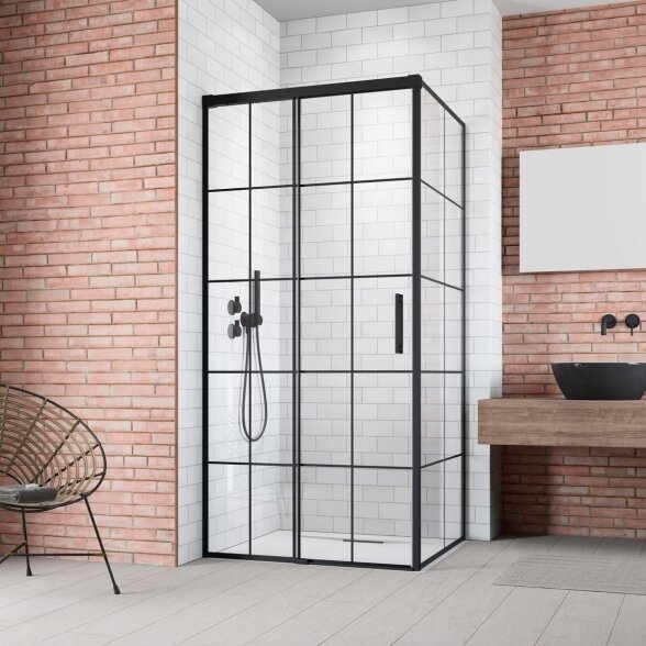 Radaway Idea 6 KDJ Factory kampinė dušo kabina su stumdomomis durimis, juoda matinė