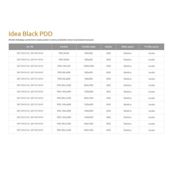 Radaway Idea 6 PDD pusapvalė dušo kabina su dvejomis stumdomomis durimis, juoda matinė 12