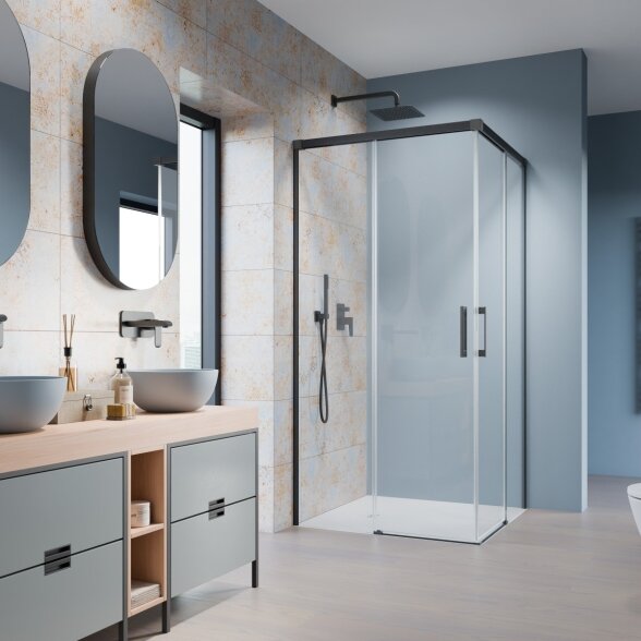 Radaway Idea 8 KDD kampinė dušo kabina su dvejomis stumdomomis durimis, šlifuotas GunMetal