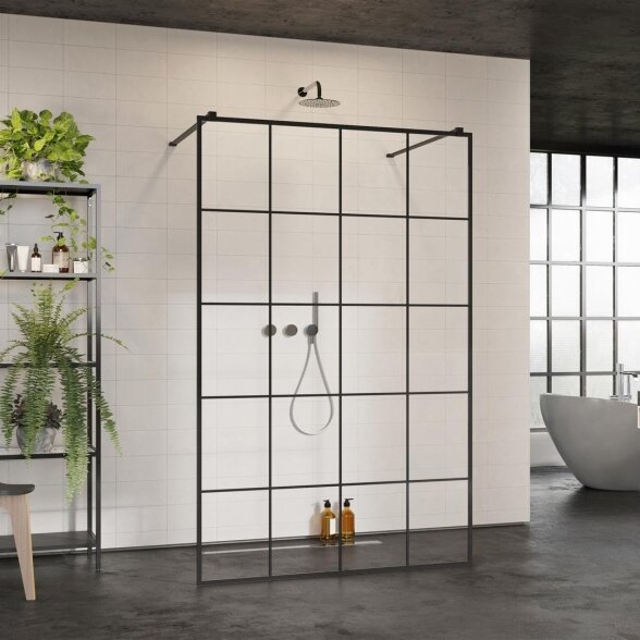 Radaway Modo New I Factory stabili dušo sienelė (Walk-in), juoda matinė Radaway Modo New I Factory stabili dušo sienelė (Walk-in), juoda matinė