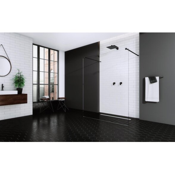 Radaway Modo New I stabili dušo sienelė (Walk-in), juoda matinė 1 Radaway Modo New I stabili dušo sienelė (Walk-in), juoda matinė 1