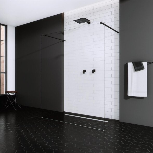 Radaway Modo New I stabili dušo sienelė (Walk-in), juoda matinė Radaway Modo New I stabili dušo sienelė (Walk-in), juoda matinė