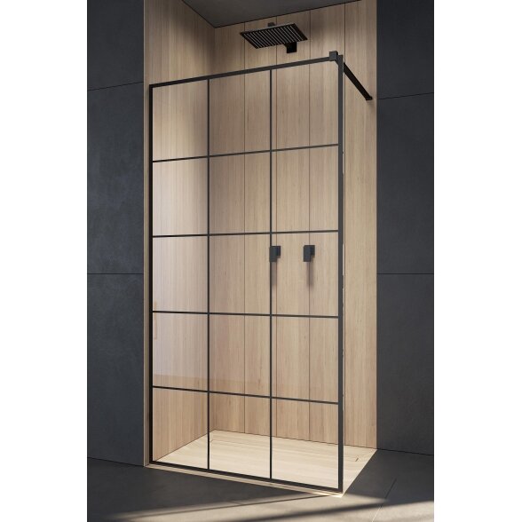 Radaway Modo New II Factory stabili dušo sienelė (Walk-in), juoda matinė 1 Radaway Modo New II Factory stabili dušo sienelė (Walk-in), juoda matinė 1