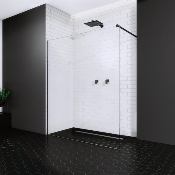 Radaway Modo New II stabili dušo sienelė (Walk-in), juoda matinė Radaway Modo New II stabili dušo sienelė (Walk-in), juoda matinė