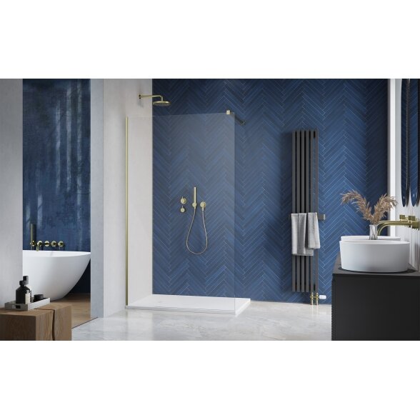 Radaway Modo New II stabili dušo sienelė (Walk-in), šlifuotas auksas 1 Radaway Modo New II stabili dušo sienelė (Walk-in), šlifuotas auksas 1