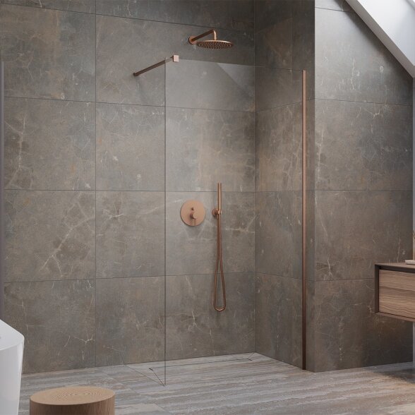 Radaway Modo New II stabili dušo sienelė (Walk-in), šlifuotas varis Radaway Modo New II stabili dušo sienelė (Walk-in), šlifuotas varis