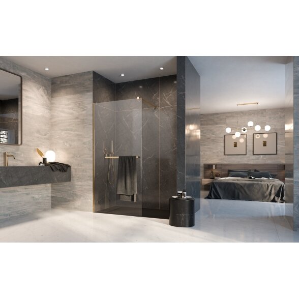 Radaway Modo New II su pakaba stabili dušo sienelė (Walk-in), blizgus auksas 1