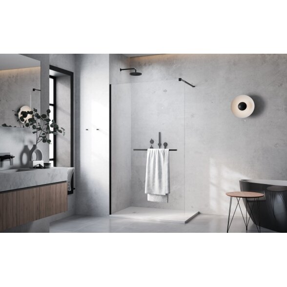 Radaway Modo New II su pakaba stabili dušo sienelė (Walk-in), juoda matinė 1
