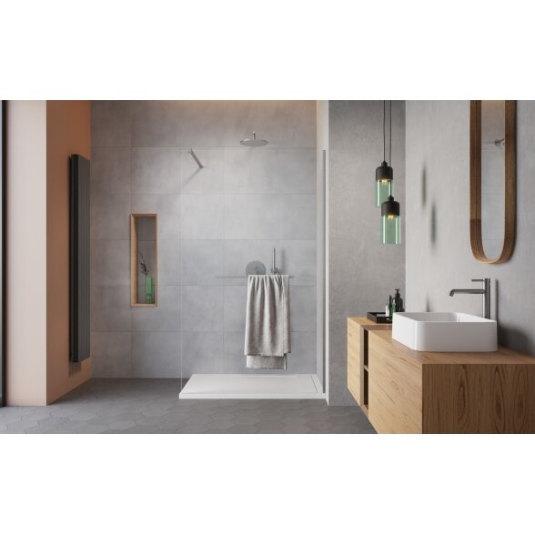 Radaway Modo New II su pakaba stabili dušo sienelė (Walk-in), šlifuotas nikelis 1 Radaway Modo New II su pakaba stabili dušo sienelė (Walk-in), šlifuotas nikelis 1
