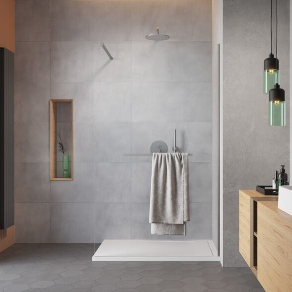 Radaway Modo New II su pakaba stabili dušo sienelė (Walk-in), šlifuotas nikelis