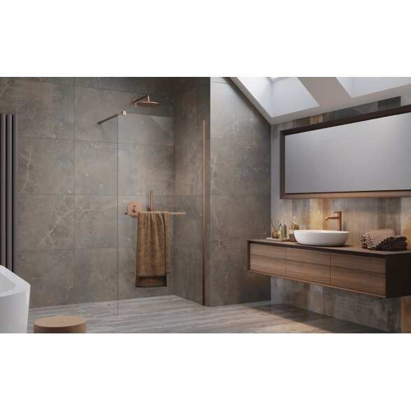 Radaway Modo New II su pakaba stabili dušo sienelė (Walk-in), šlifuotas varis 1