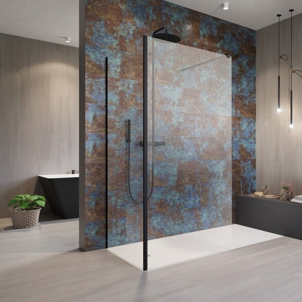 Radaway Modo New IV stabili dušo sienelė (Walk-in), juoda matinė
