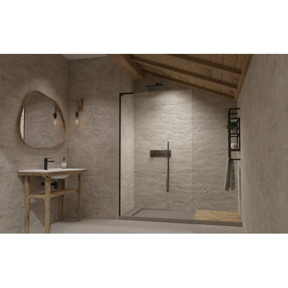 Radaway Modo SL II stabili dušo sienelė (Walk-in), juoda matinė 1 Radaway Modo SL II stabili dušo sienelė (Walk-in), juoda matinė 1