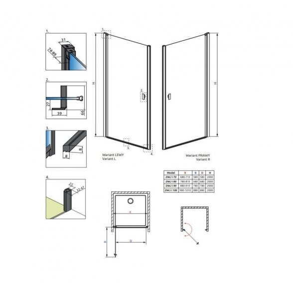 Radaway Nes 8 Black DWJ I Frame nišinės dušo durys 4 Radaway Nes 8 Black DWJ I Frame nišinės dušo durys 4
