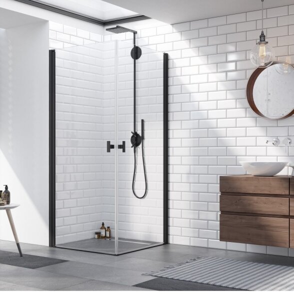 Radaway Nes KDD I kampinė dušo kabina su dvejomis durimis, juoda matinė