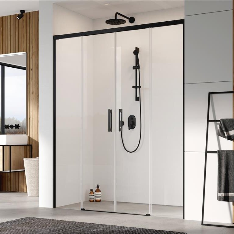 Radaway Idea 8 DWD nišinės dvivėrės stumdomos durys, juoda matinė