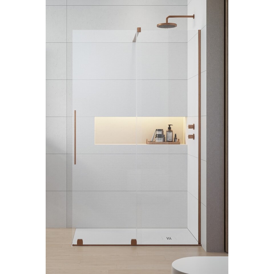 Radaway Furo Walk-in stabili dušo sienelė su stumdomomis durimis, šlifuotas varis 2 Radaway Furo Walk-in stabili dušo sienelė su stumdomomis durimis, šlifuotas varis 2