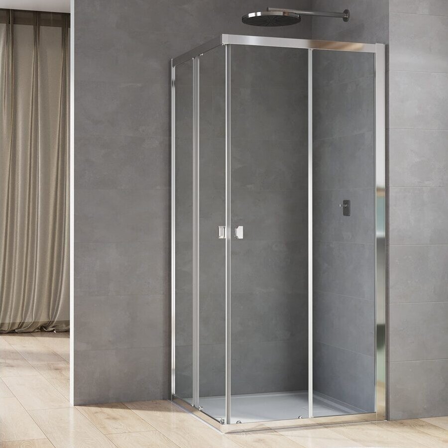 Ronal Bathroom ARELIA kvadratinė dušo kabina, 5 mm grūdintas stiklas, AQUAPERLE danga, poliruotas sidabro profilis Ronal Bathroom ARELIA kvadratinė dušo kabina, 5 mm grūdintas stiklas, AQUAPERLE danga, poliruotas sidabro profilis