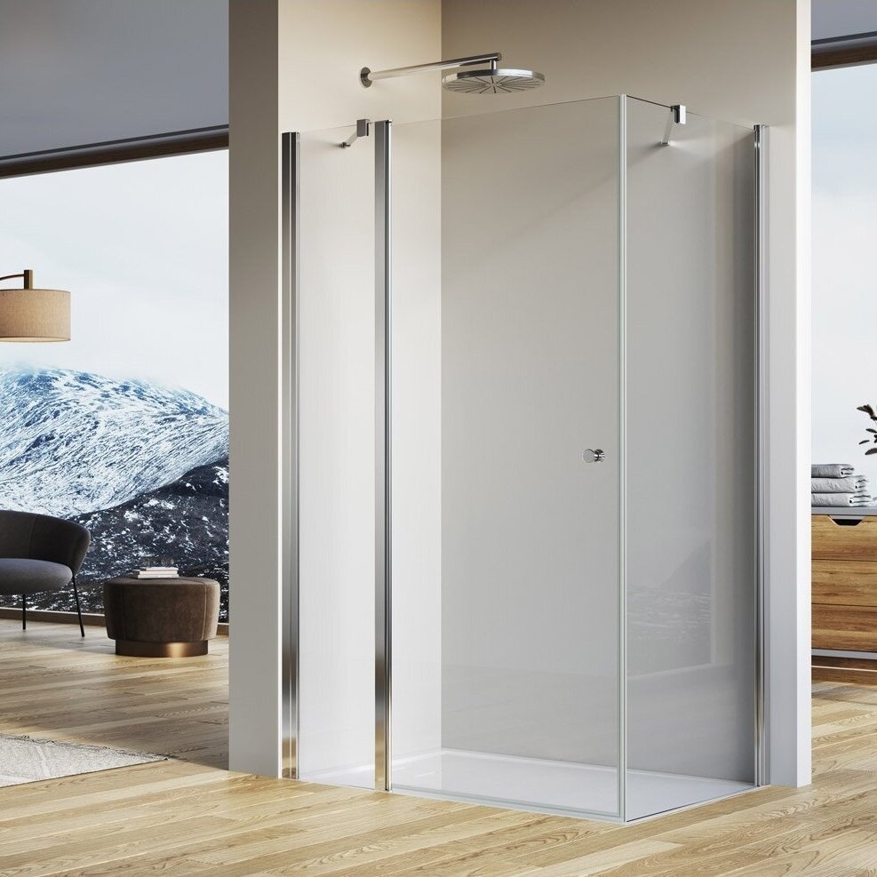 Ronal Bathroom Solino SOL13+SOLT1 kvadratinė dušo kabina, skaidrus stiklas, AQUAPERLE danga, chromuotas profilis Ronal Bathroom Solino SOL13+SOLT1 kvadratinė dušo kabina, skaidrus stiklas, AQUAPERLE danga, chromuotas profilis