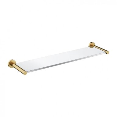 Stiklinė lentynėlė su braižyto aukso spalvos laikikliais Omnires Modern Project MP60930GLB Stiklinė lentynėlė su braižyto aukso spalvos laikikliais Omnires Modern Project MP60930GLB