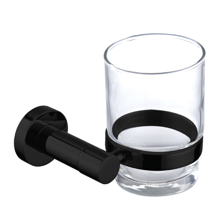 Stiklinė su juodu laikikliu Omnires Modern Project MP60320BL