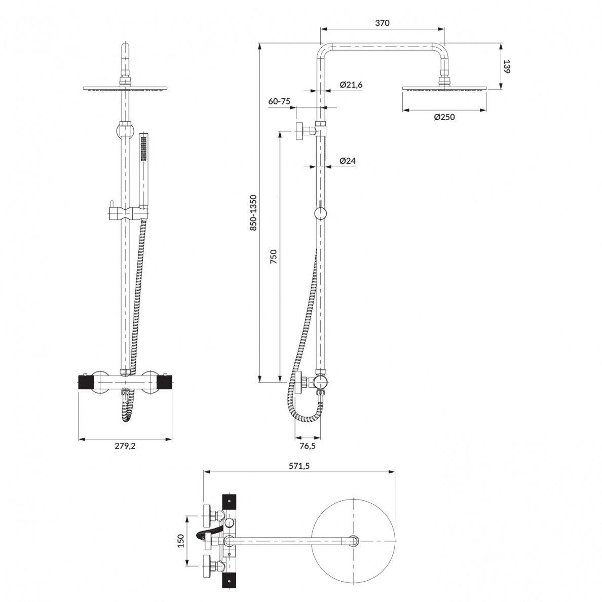 Termostatinė dušo sistema Omnires Contour CT8044CR 2