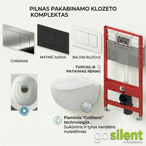 Tece potinkinis rėmas su Flaminia APP GoSilent pakabinamu klozetu ir plonu lėtaeigiu dangčiu Tece potinkinis rėmas su Flaminia APP GoSilent pakabinamu klozetu ir plonu lėtaeigiu dangčiu