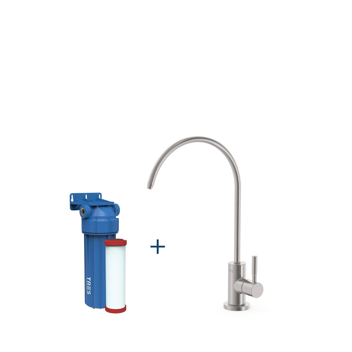 TRES filtruoto vandens čiaupas su Seven+ filtru, nerūdijantis plienas TRES filtruoto vandens čiaupas su Seven+ filtru, nerūdijantis plienas