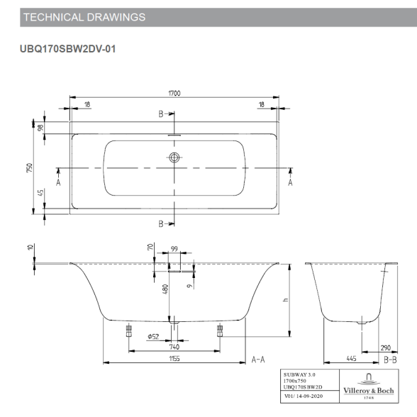 Villeroy & Boch Subway 3.0  Quaryl® vonia 6