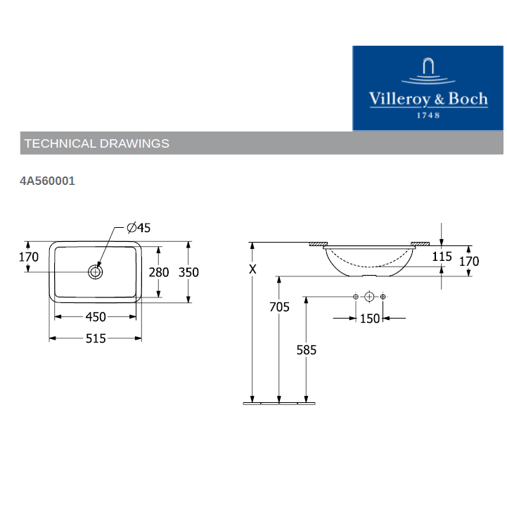 Villeroy & Boch Loop&Friends 450/540/615 iš apačios klijuojamas praustuvas 9